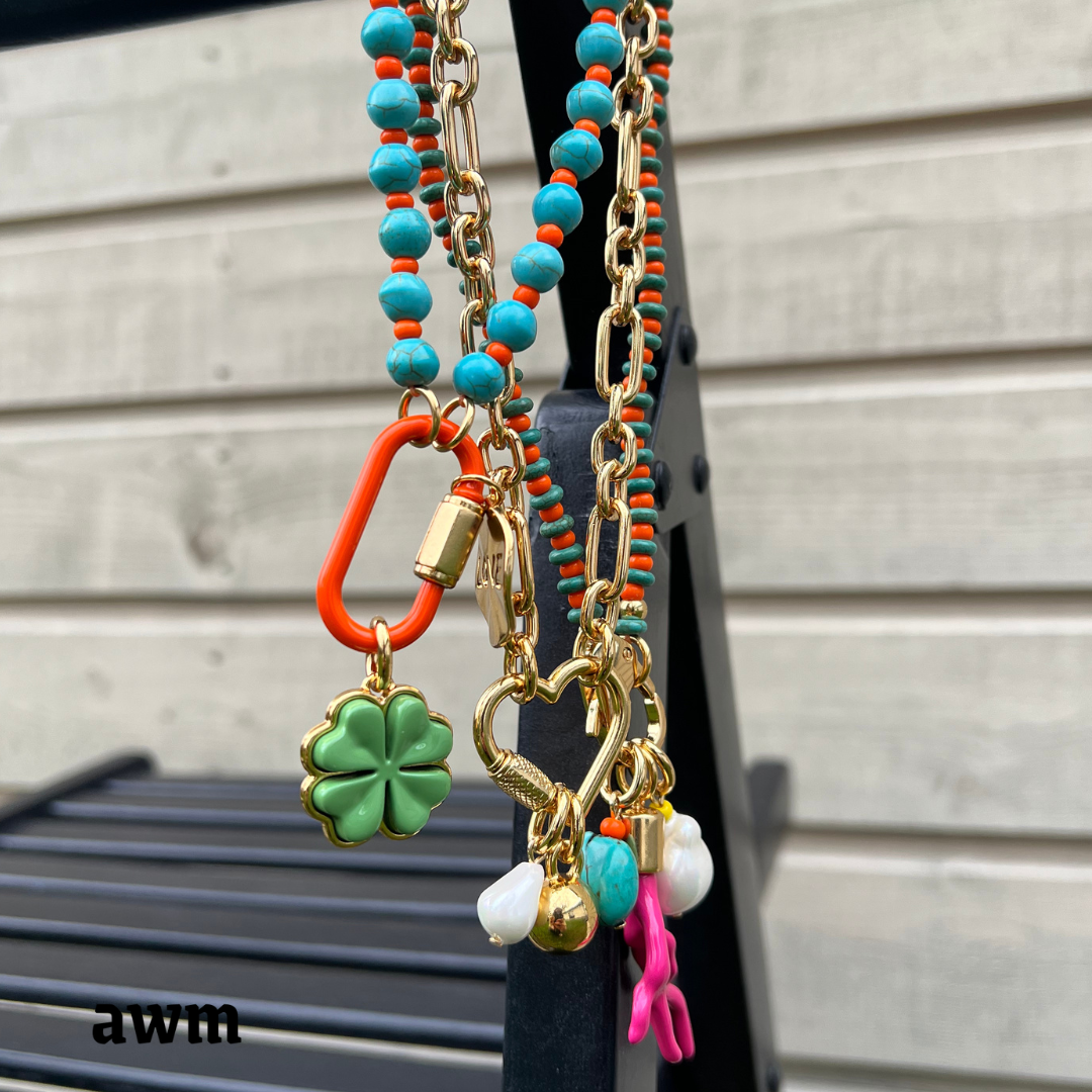 awm turquoise necklace with charms