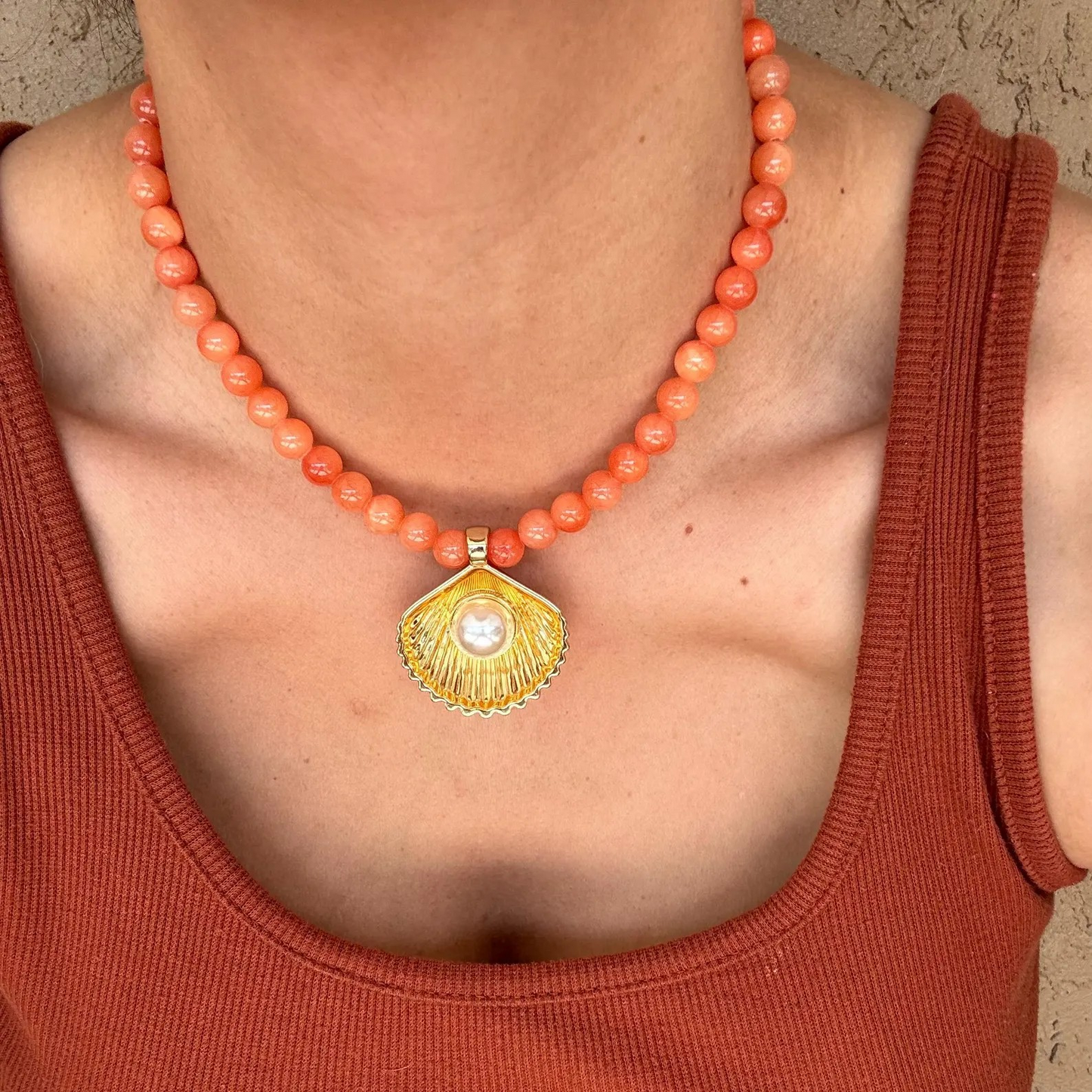 PRE-SALE awm orange coral jade mermaid necklace