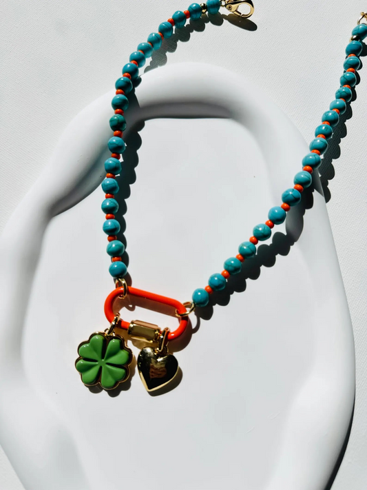 awm turquoise necklace with charms