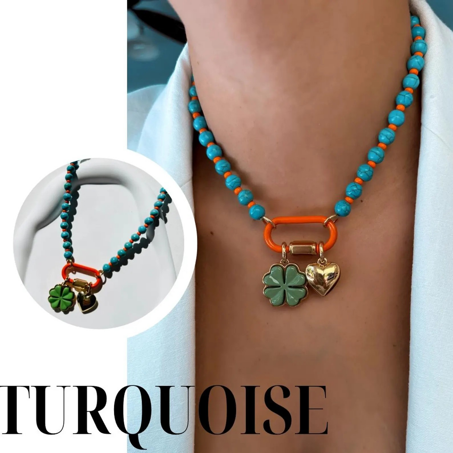 awm turquoise necklace with charms